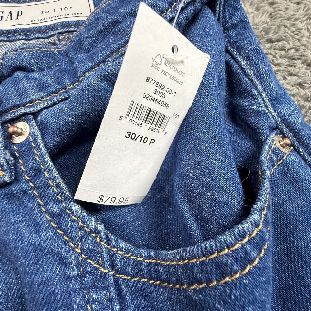 GAP Womens 10P Blue Denim A-Line Button Front Jean Skirt Seamed Petite NWT - Picture 3 of 8